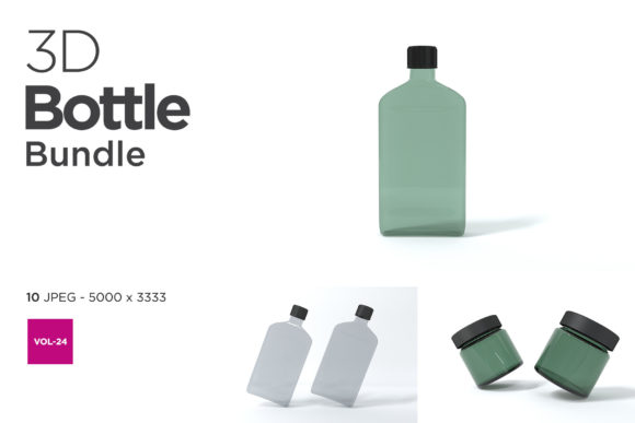 3D Bottle Mockup Bundle Vol-24
