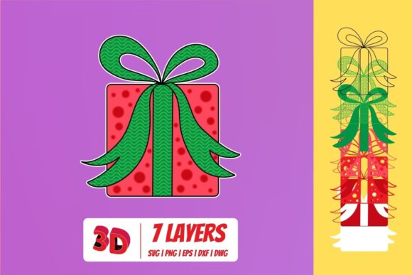 3D Christmas Gift 1 SVG Cut File