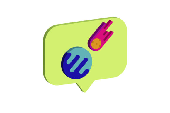 3D Icon Space Meteor and Planet