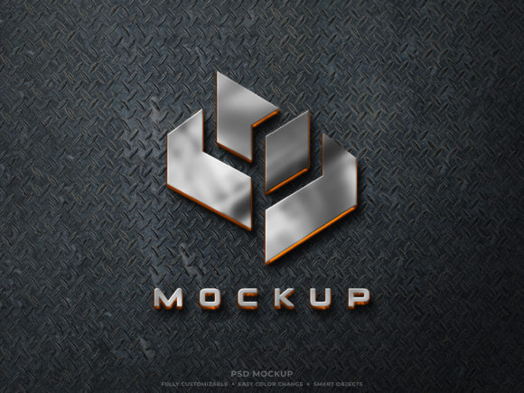 3D Reflective Metallic Logo Mockup