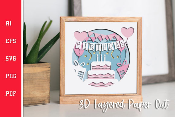 Birthday 3D Layered Paper Cut - SVG