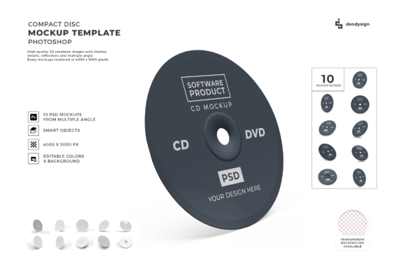 Compact Disc 3D Mockup Template Bundle