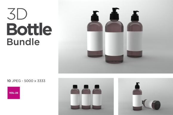 Elevate Your Brand Identity with 3D Bottle Mockup Bundle Vol-25