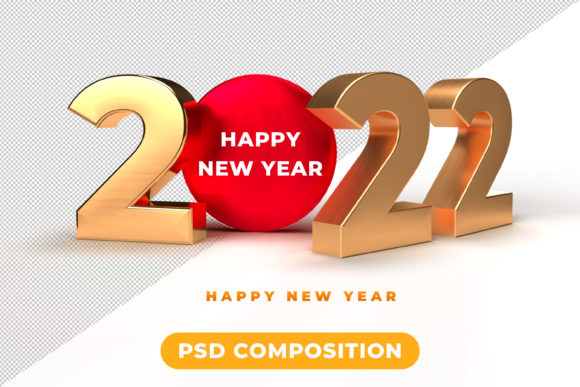 Happy New Year 2022 3D Rendering