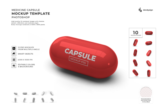 Medicine Capsule Pill 3D Mockup Bundle