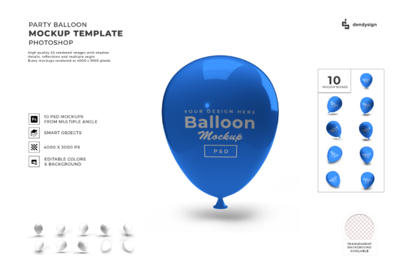 Party Balloon 3D Mockup Template Bundle
